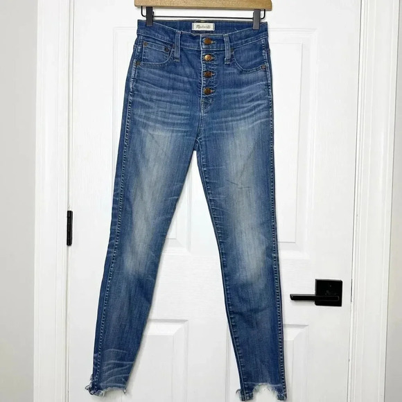 Madewell Size 26 10" High-Rise Skinny Jeans Chewed-Hem Edition Button Fly - Picture 1 of 5